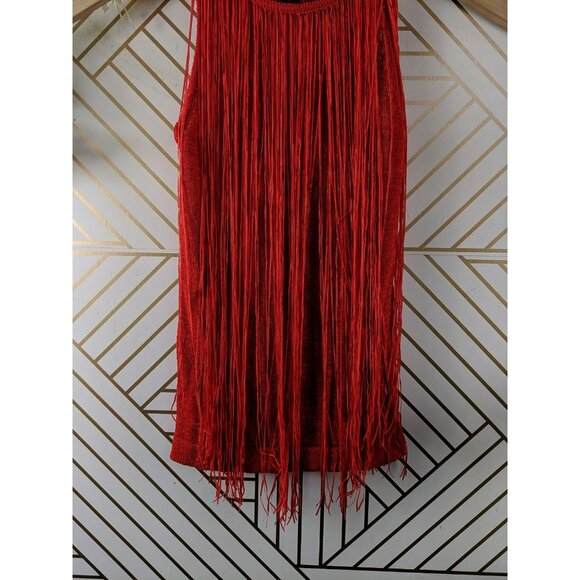 Bebe Fringe Tassel Flowy Tank Top Sleeveless Orange Size Small READ - Picture 3 of 9